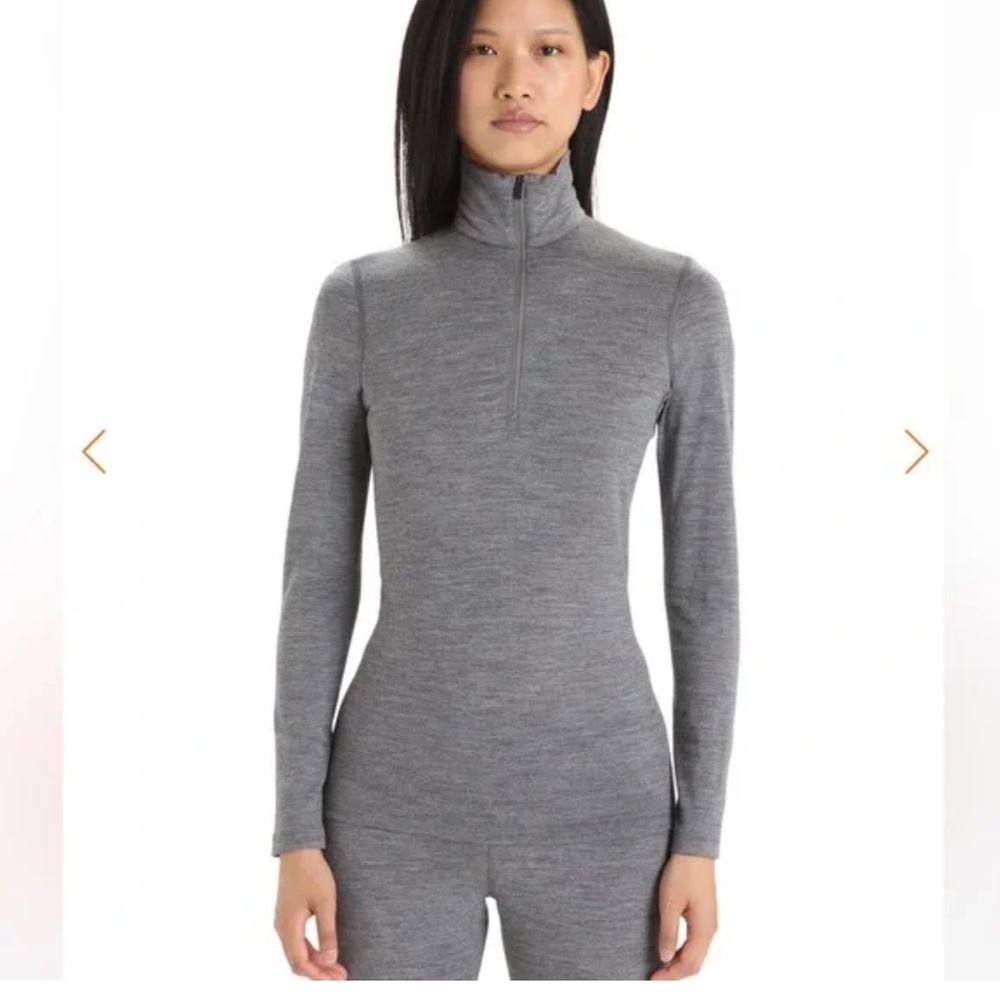 Ice breaker half zip gray Marino wool 200 top size L